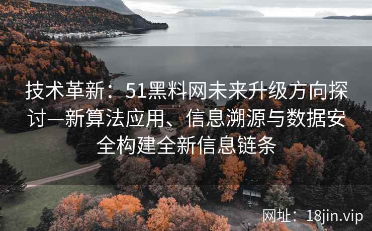 技术革新：51黑料网未来升级方向探讨—新算法应用、信息溯源与数据安全构建全新信息链条