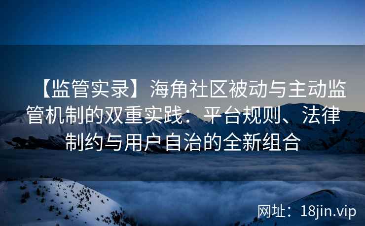 【监管实录】海角社区被动与主动监管机制的双重实践：平台规则、法律制约与用户自治的全新组合